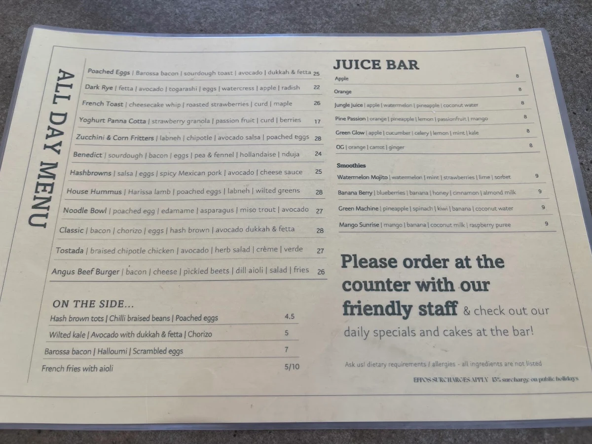 Menu, OAR