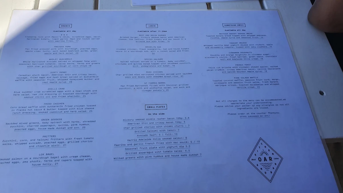 Menu, OAR