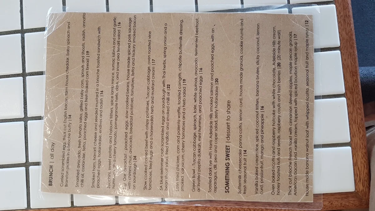 Menu, OAR