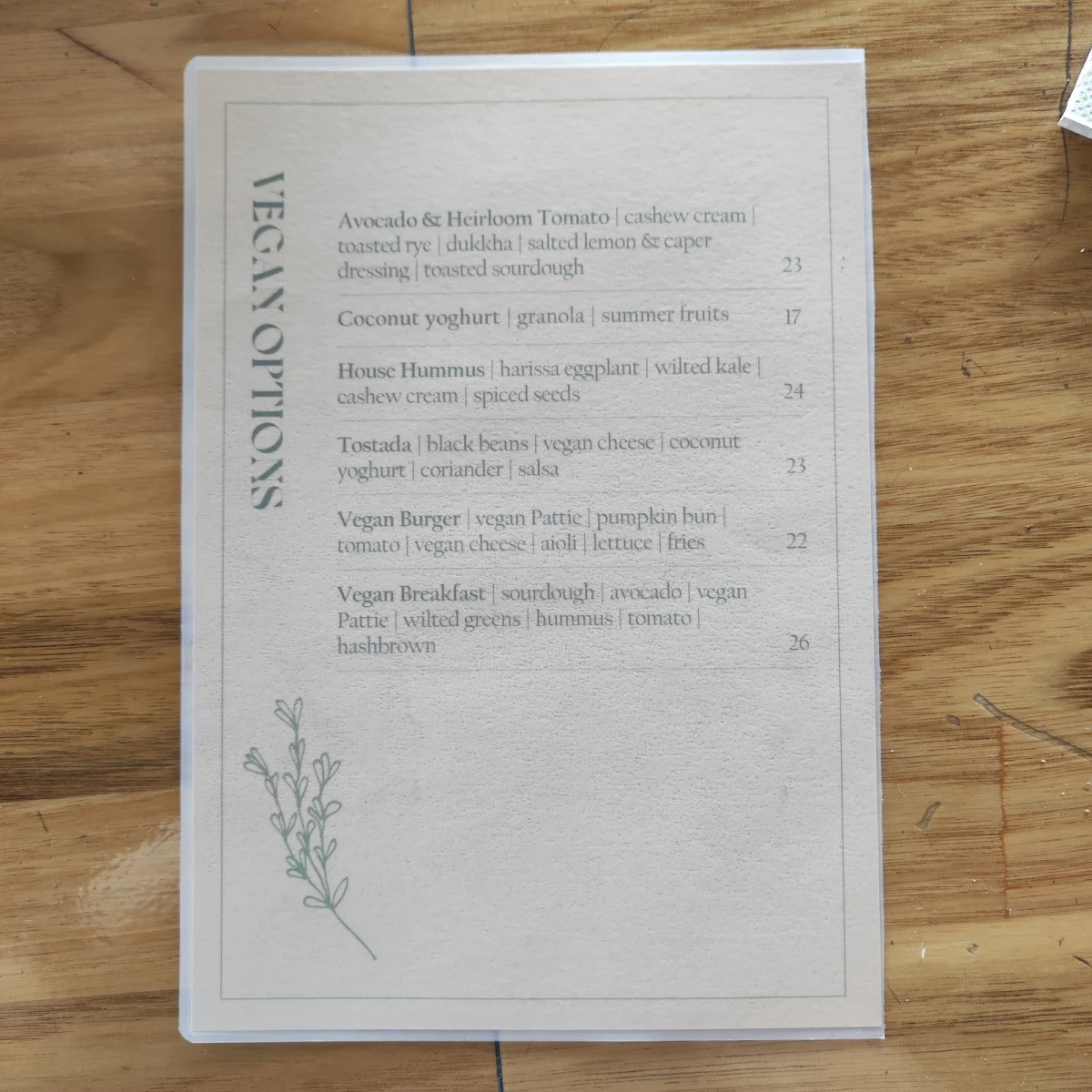 Menu, OAR