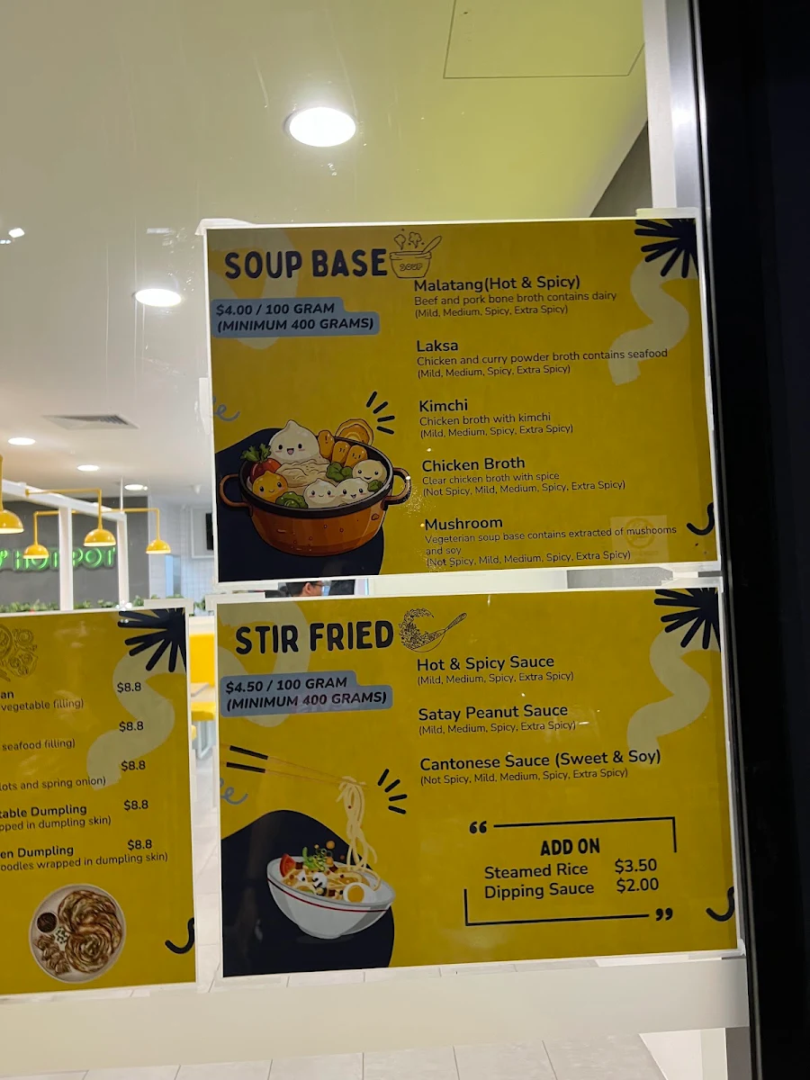 Menu, 100°C Hot Pot