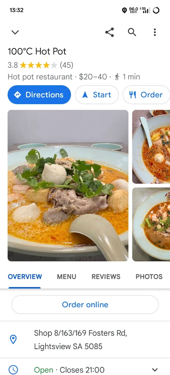 Menu, 100°C Hot Pot
