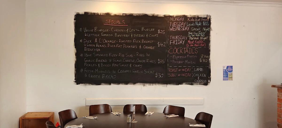 Menu, Commercial Hotel