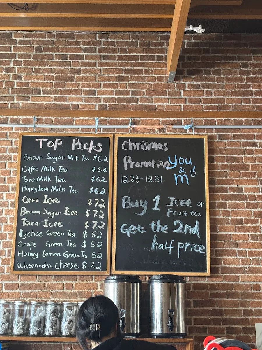 Menu, you & m Tea Shop