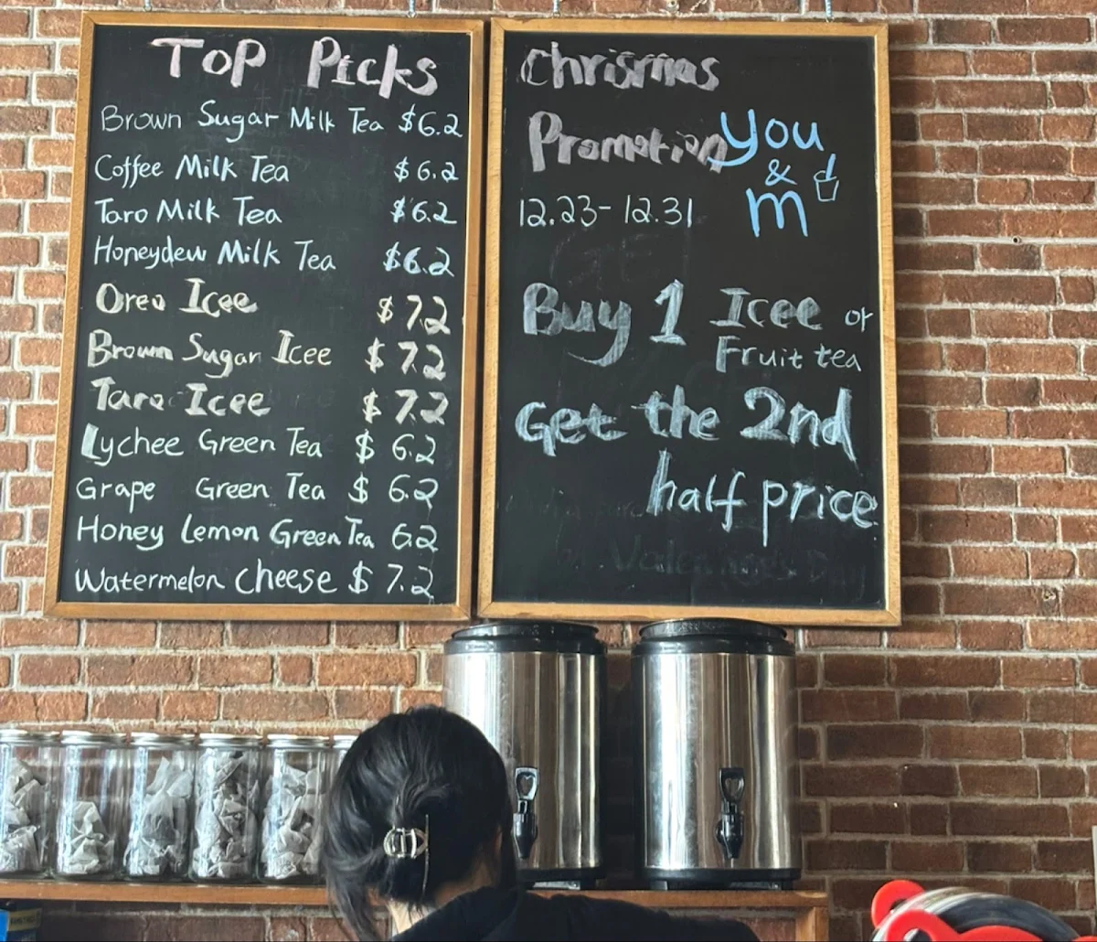Menu, you & m Tea Shop