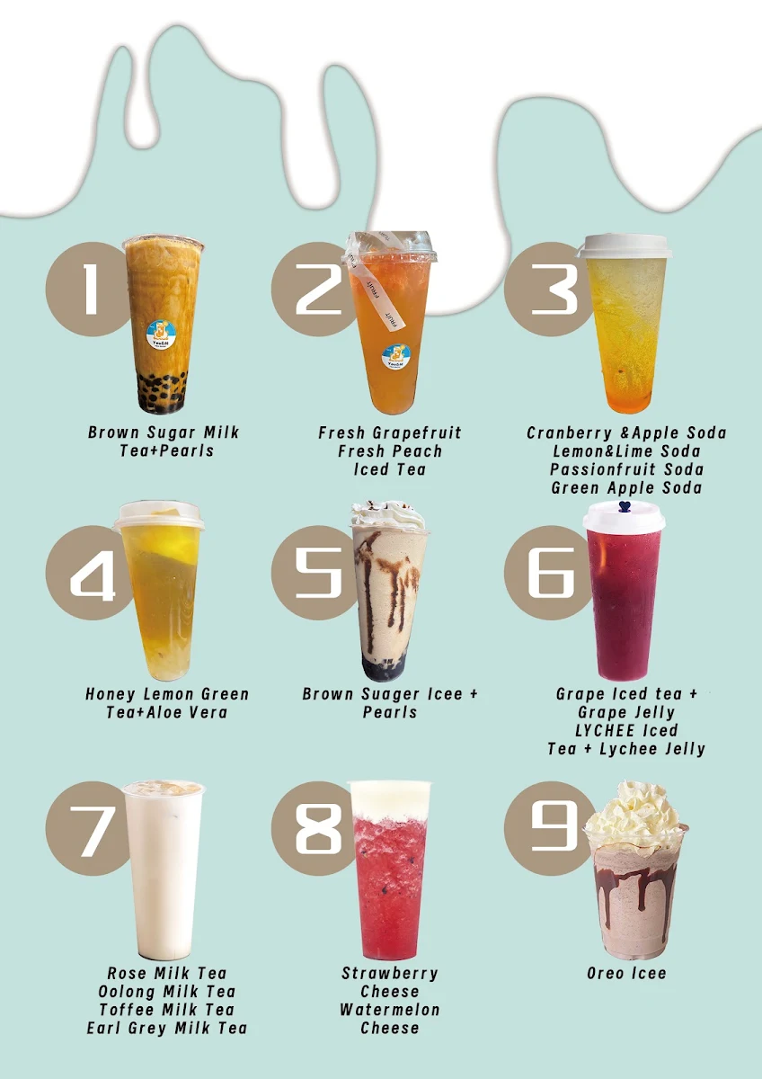 Menu, you & m Tea Shop