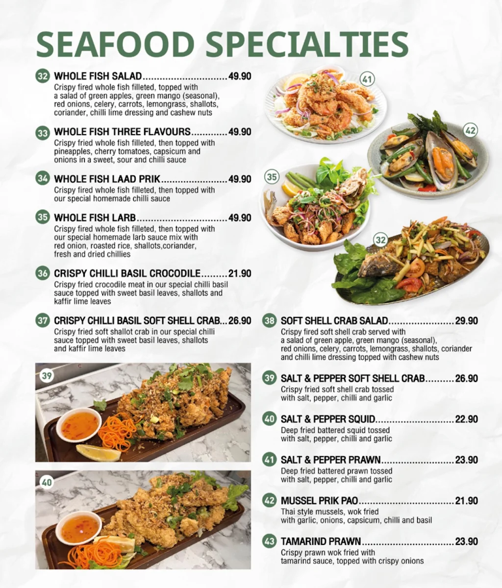 Menu, Kaffir Lime Thai & Lao Cuisine