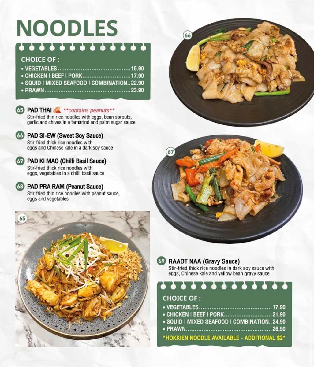 Menu, Kaffir Lime Thai & Lao Cuisine