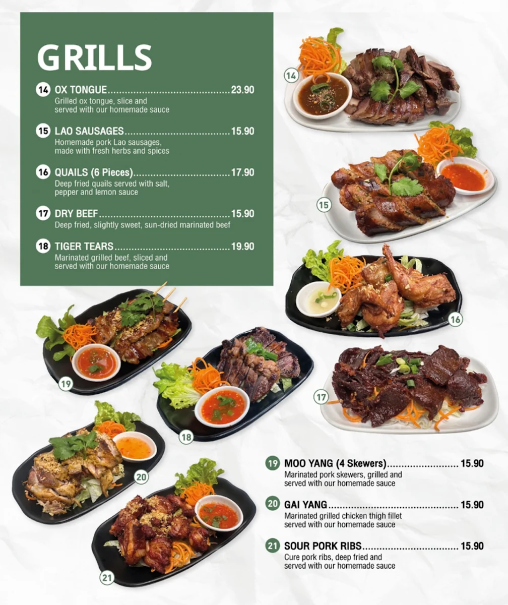 Menu, Kaffir Lime Thai & Lao Cuisine