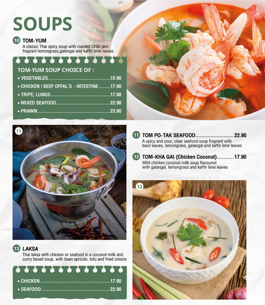 Menu, Kaffir Lime Thai & Lao Cuisine