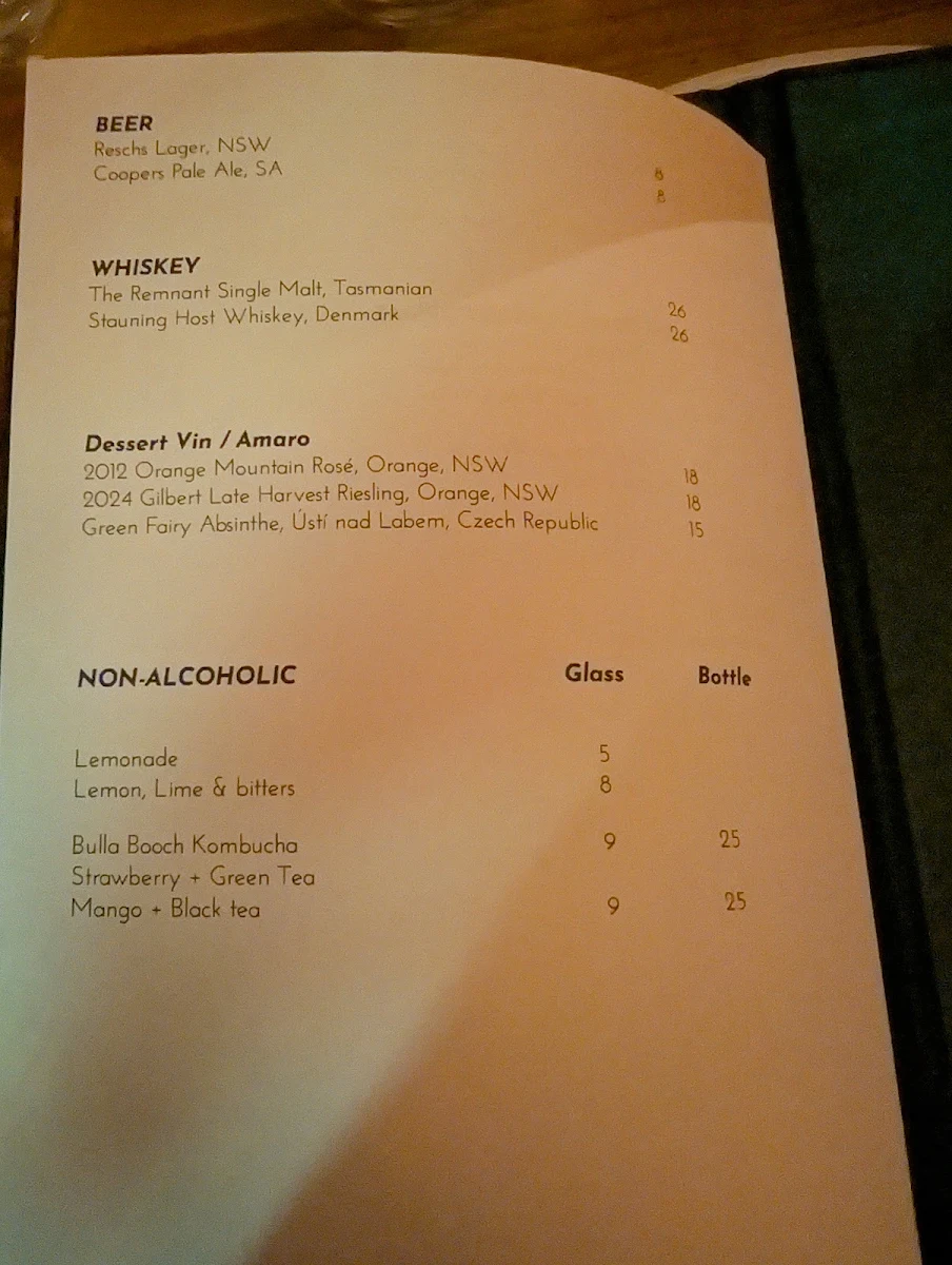 Menu, Ates Blackheath