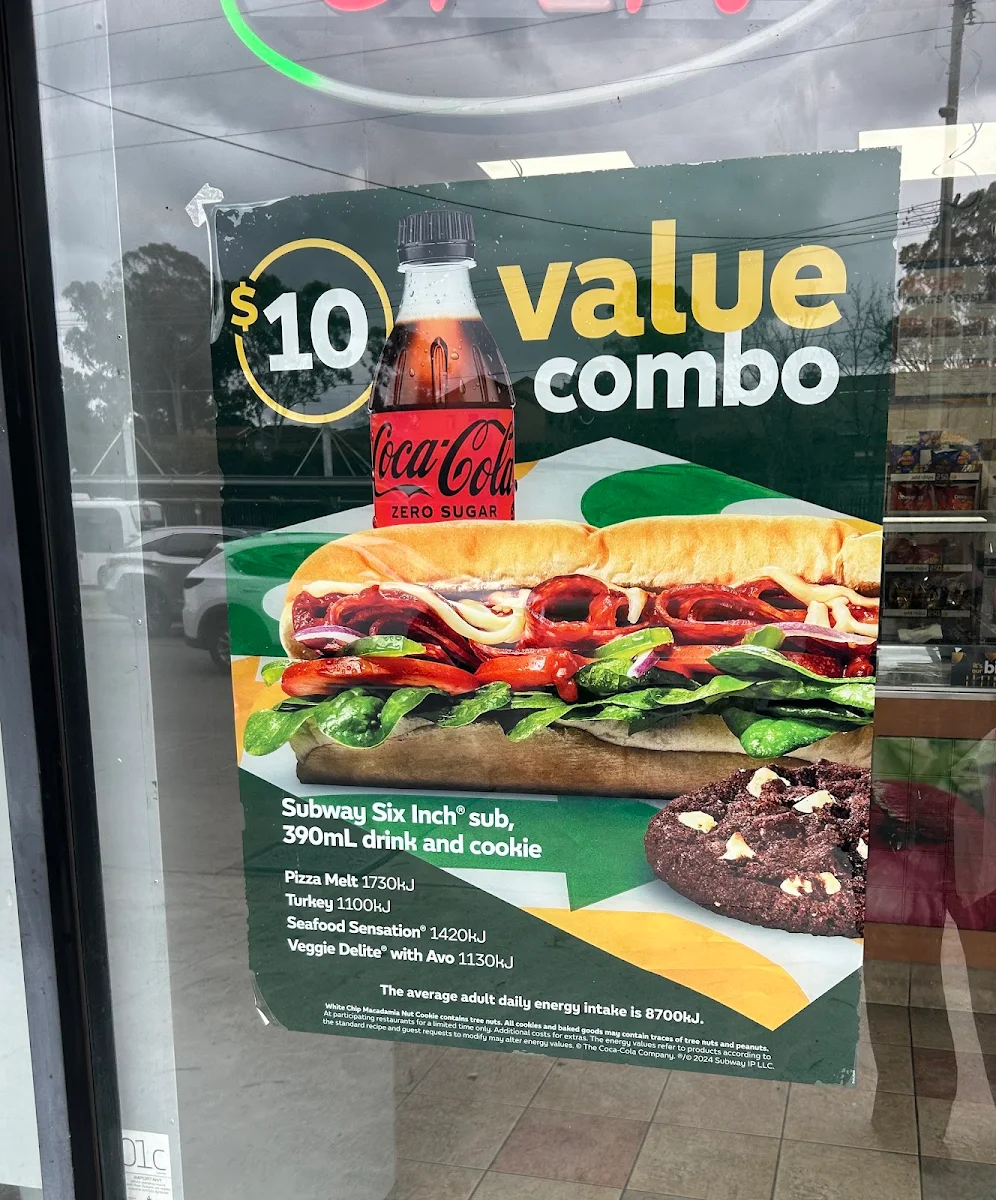Menu, Subway Arndell Park