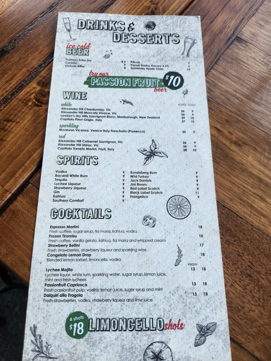 Menu, Product of Italy Kellyville
