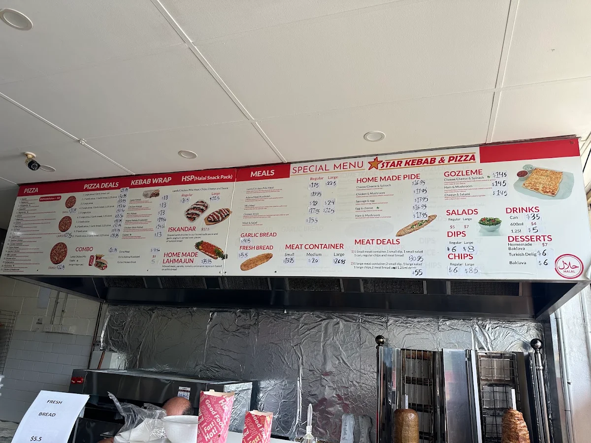 Menu, Star Kebab & Pizza