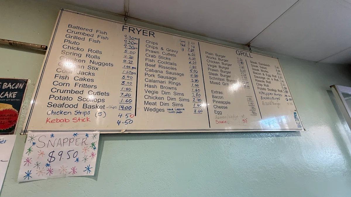 Menu, Coona Fish Shop