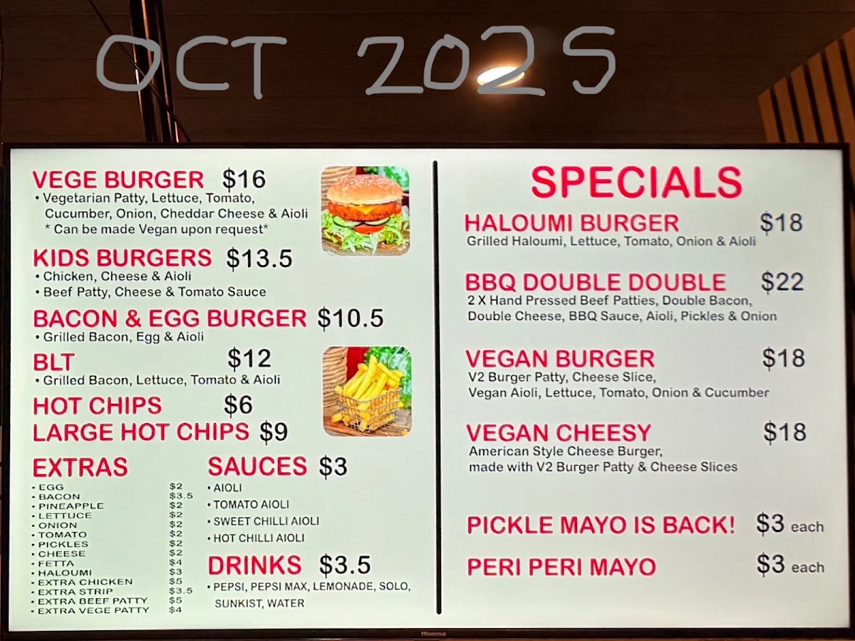 Menu, Beloporto Burger Bar @ Byron Bay