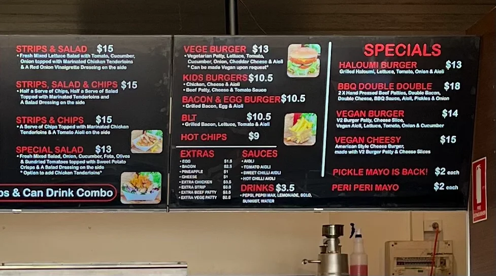 Menu, Beloporto Burger Bar @ Byron Bay