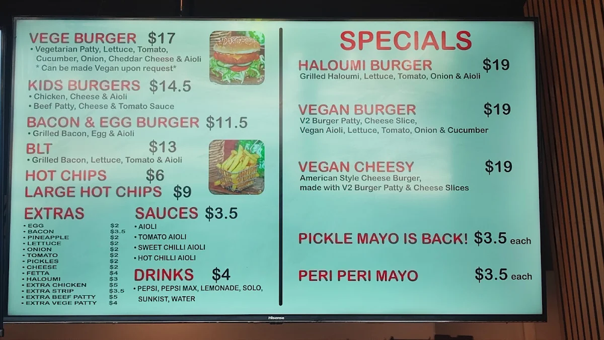 Menu, Beloporto Burger Bar @ Byron Bay