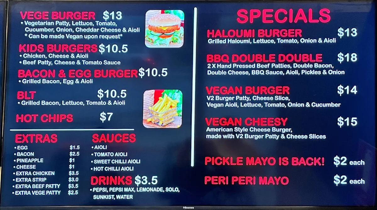Menu, Beloporto Burger Bar @ Byron Bay