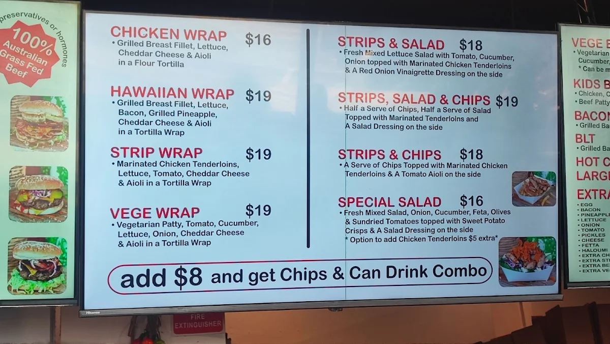 Menu, Beloporto Burger Bar @ Byron Bay