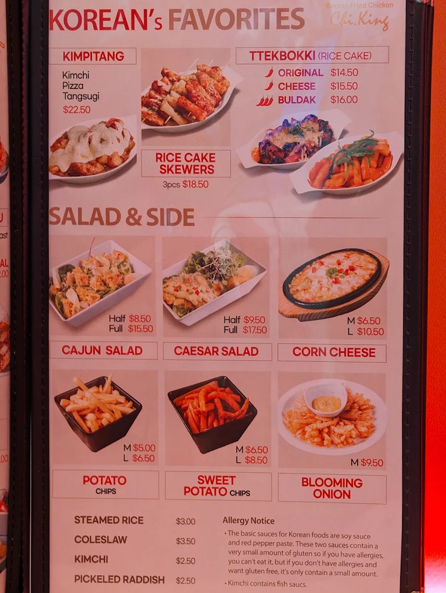 Menu, Chi.King Korean Fried Chicken at Willows