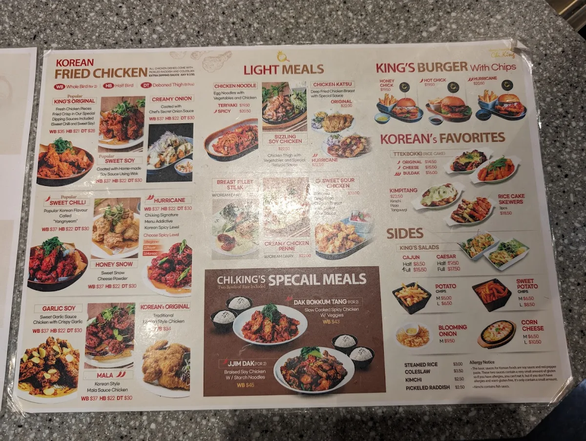 Menu, Chi.King Korean Fried Chicken at Willows