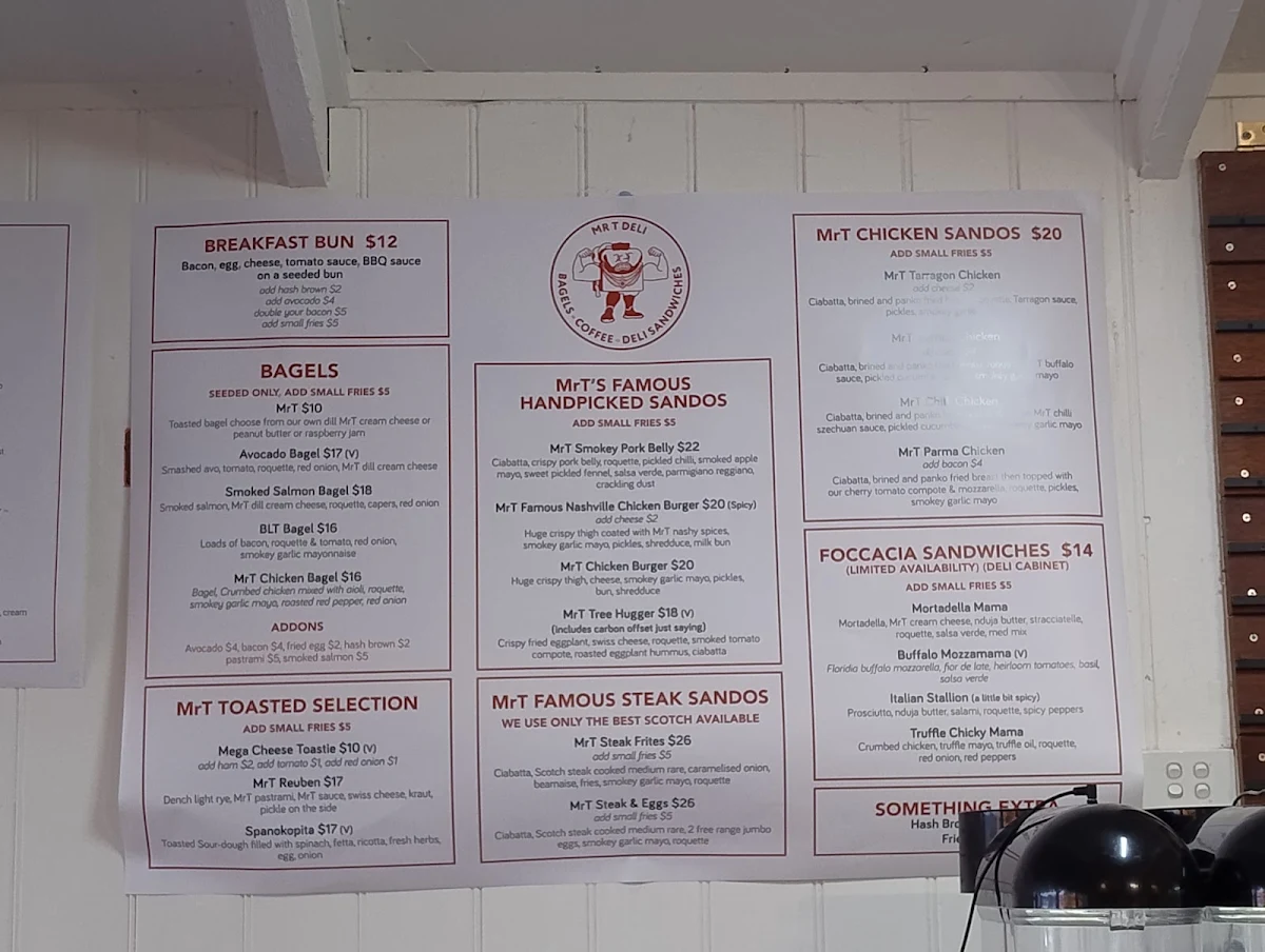 Menu, MrT Deli