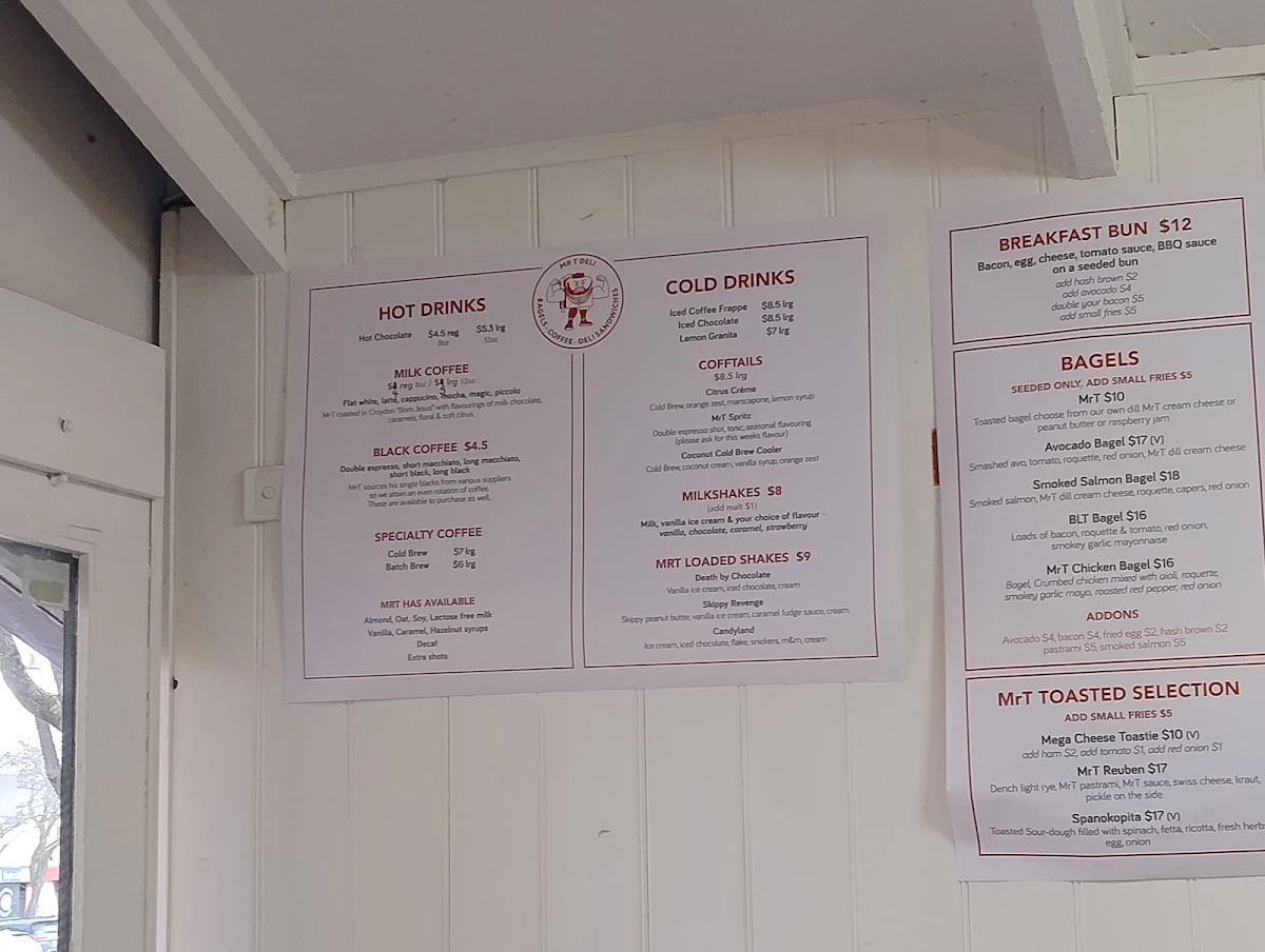 Menu, MrT Deli