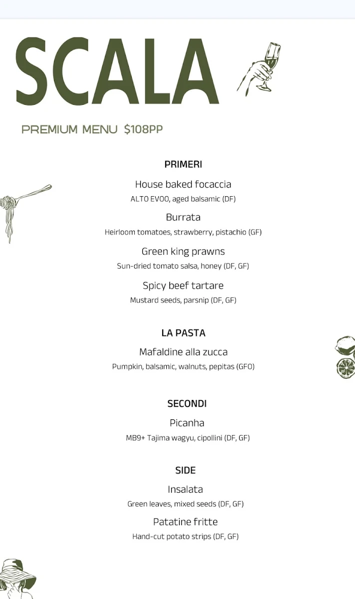 Menu, Scala Lane