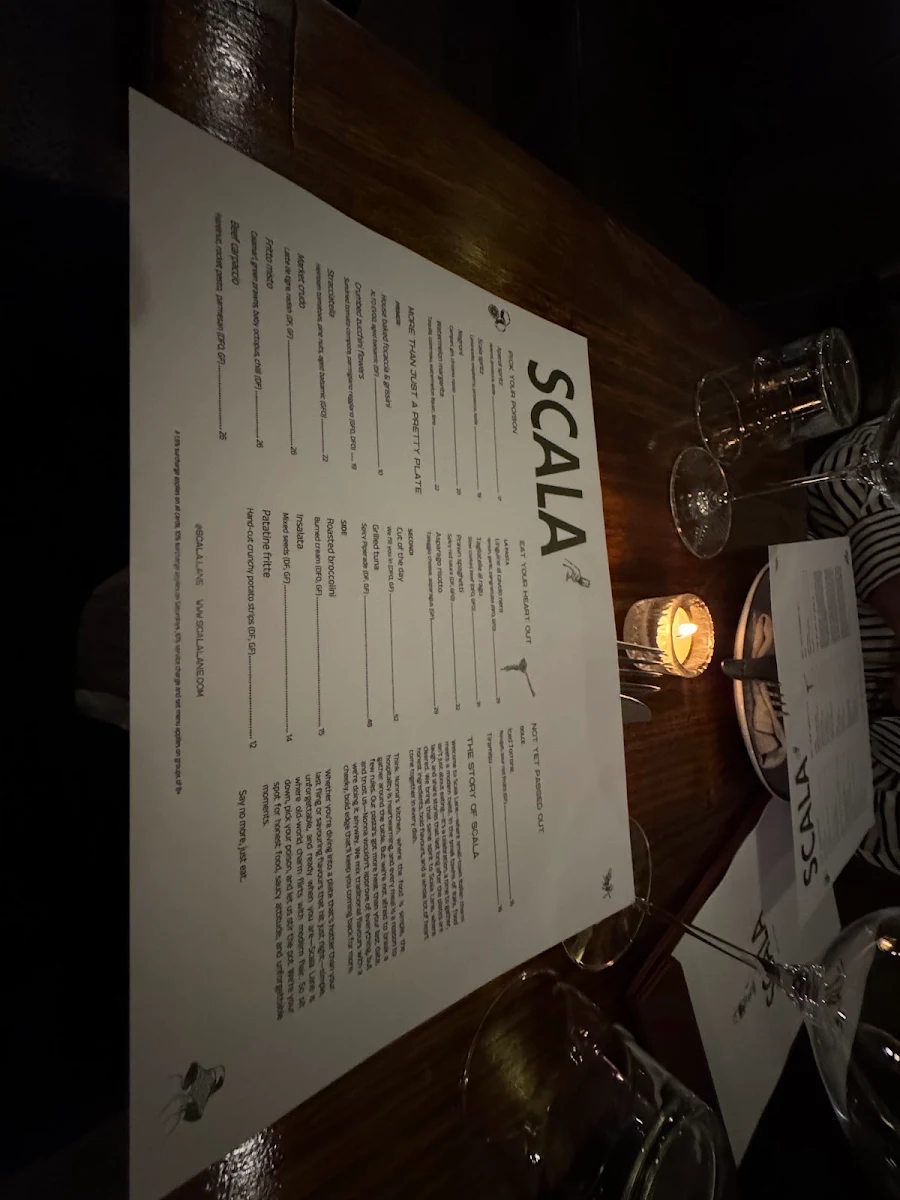 Menu, Scala Lane