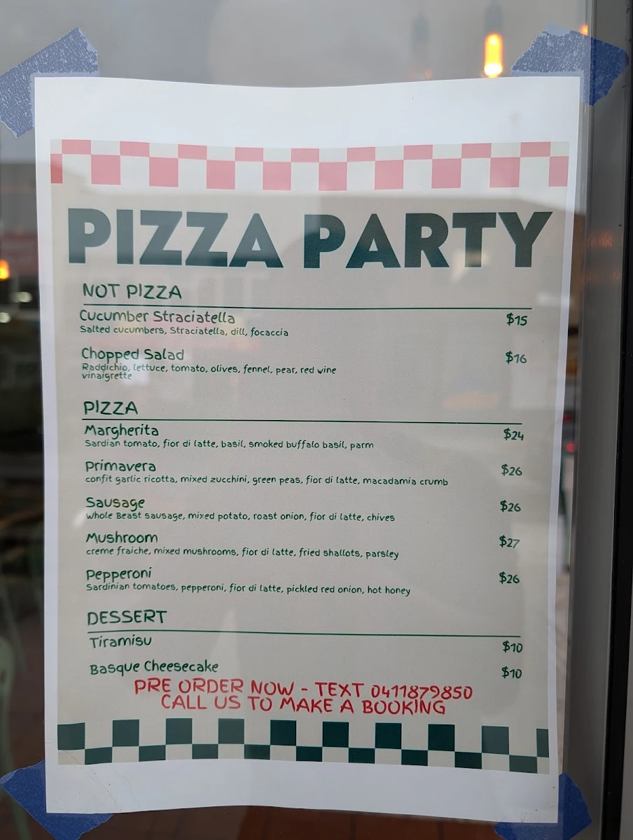 Menu, Dino’s Five Dock