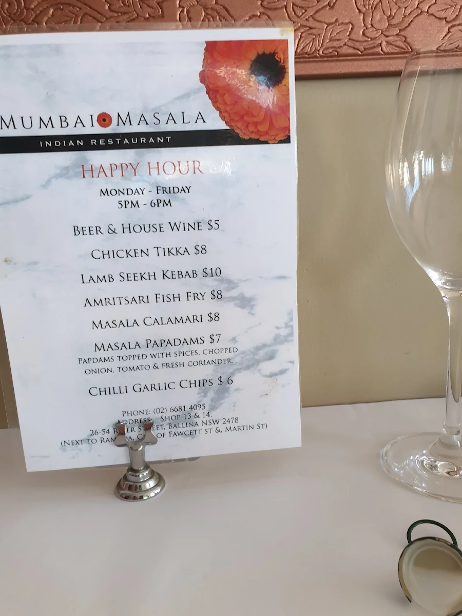 Menu, Mumbai Masala Indian Restaurant