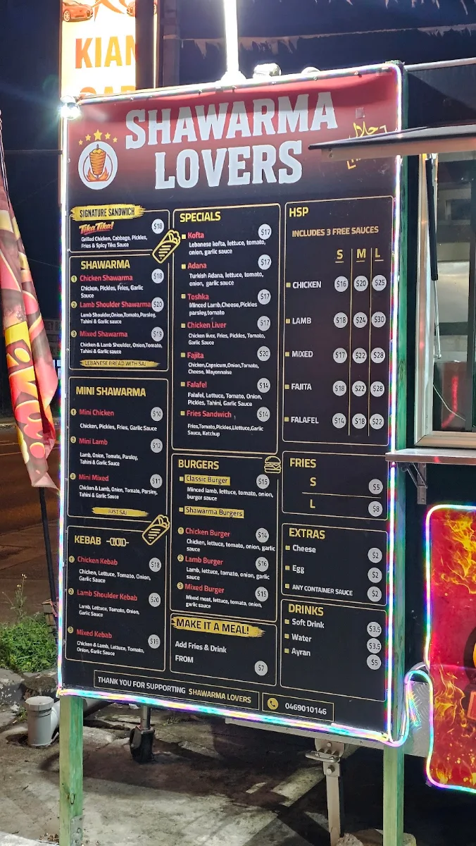 Menu, SHAWARMA LOVERs