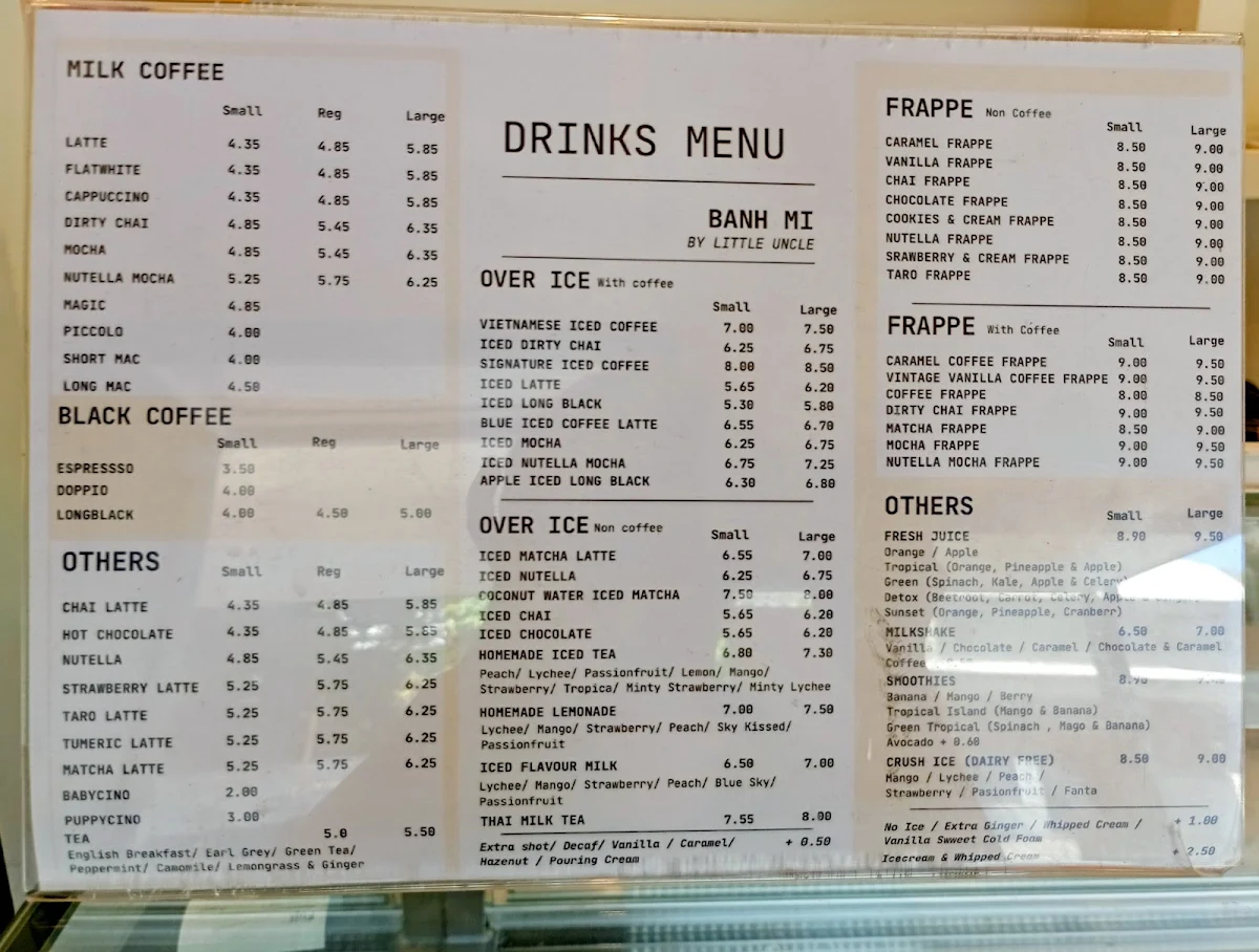 Menu, BANH MI BY LITTLE UNCLE (NEW FARM)