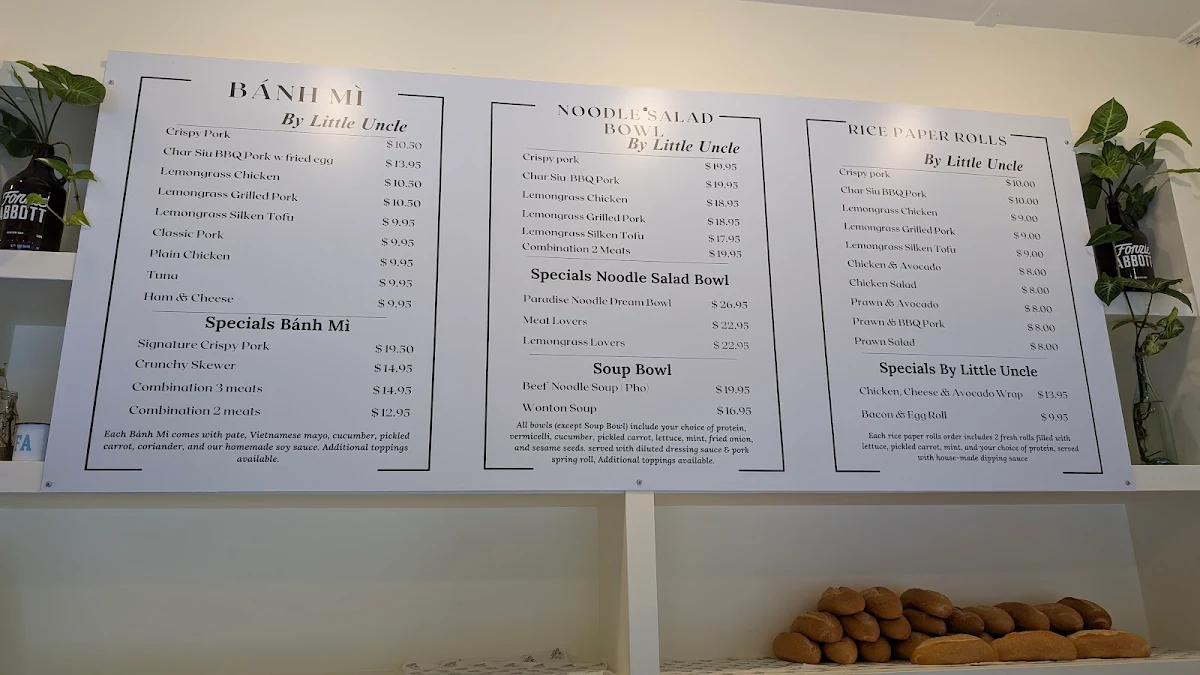 Menu, BANH MI BY LITTLE UNCLE (NEW FARM)