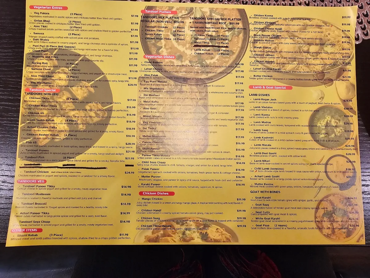 Menu, Desi DownTown