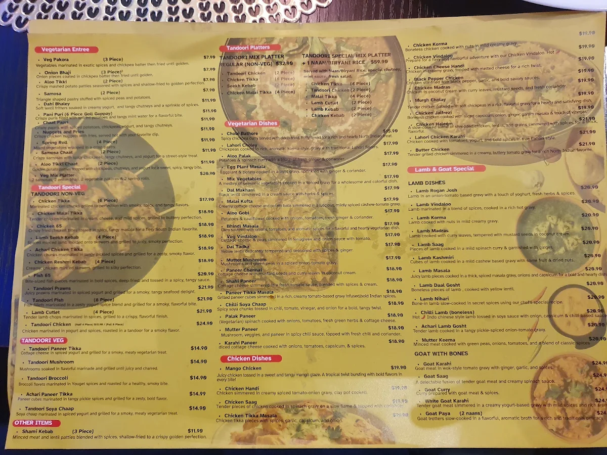 Menu, Desi DownTown