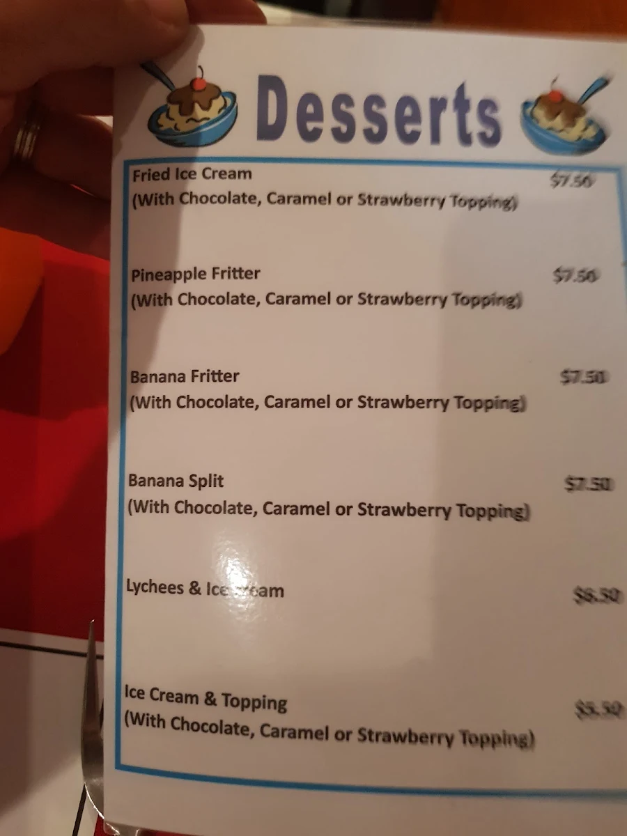 Menu, Dragon Palace