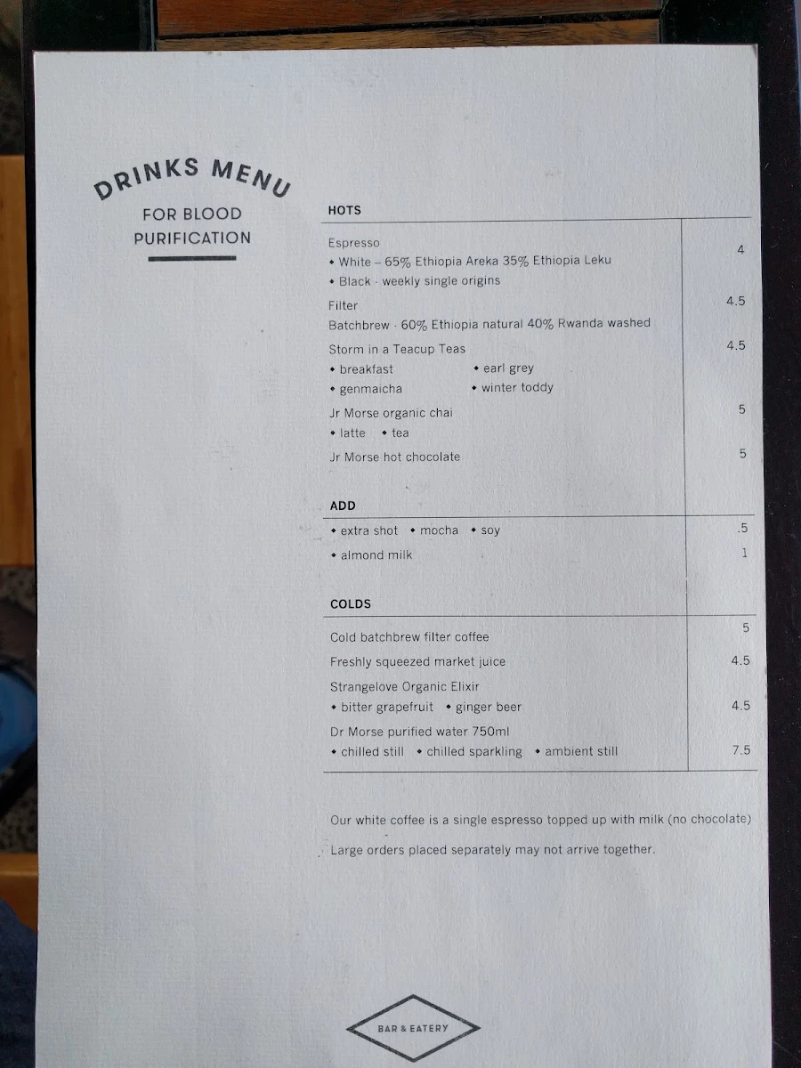 Menu, Dr Morse