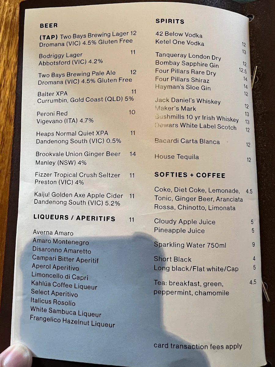 Menu, Primo