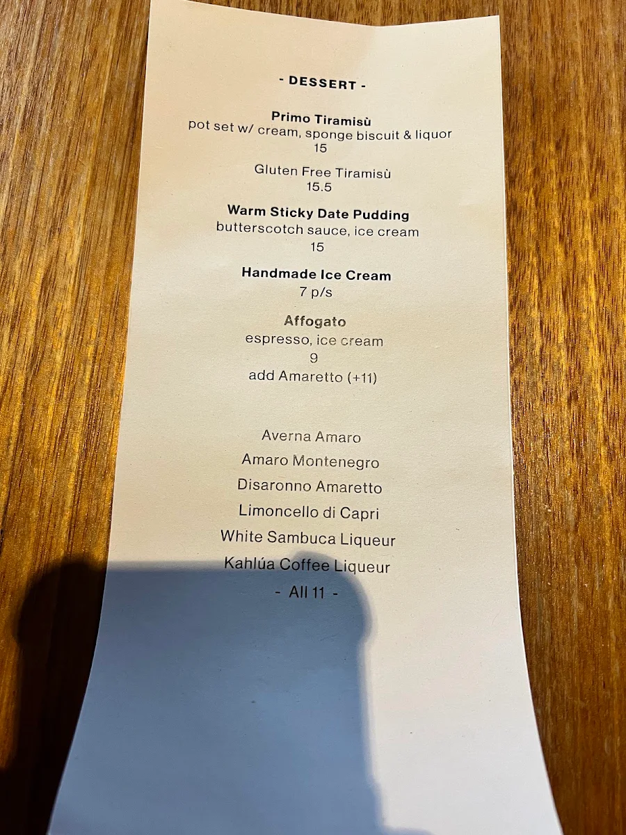 Menu, Primo