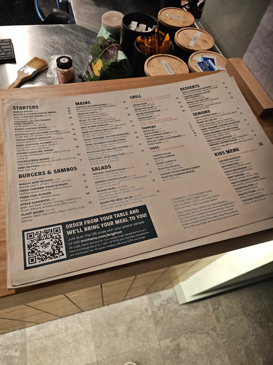 Menu, Brighton Hotel