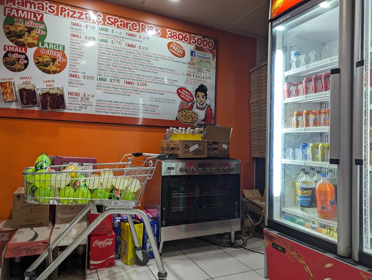 Menu, Mamas pizza and ribs