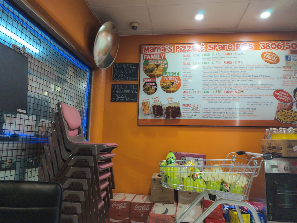 Menu, Mamas pizza and ribs