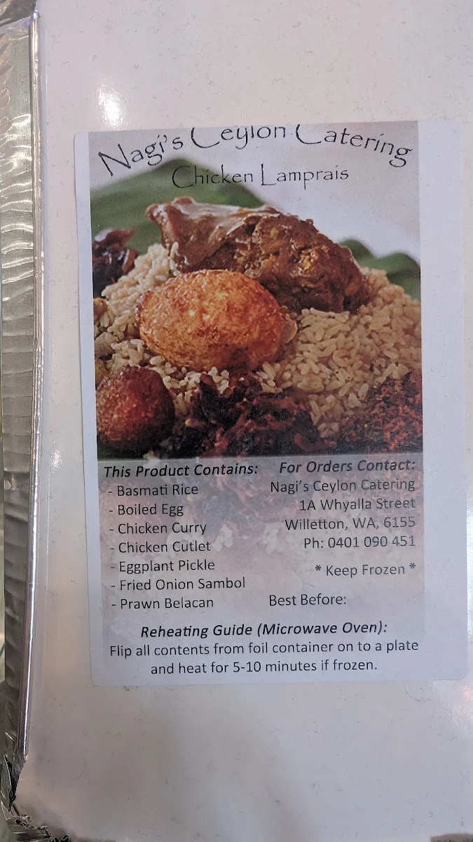 Menu, Nagi's Ceylon Restaurant 🥗