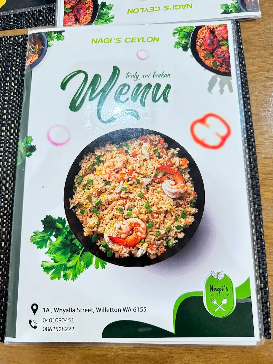 Menu, Nagi's Ceylon Restaurant 🥗
