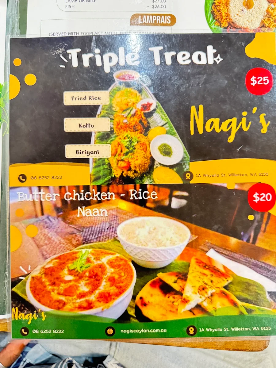 Menu, Nagi's Ceylon Restaurant 🥗