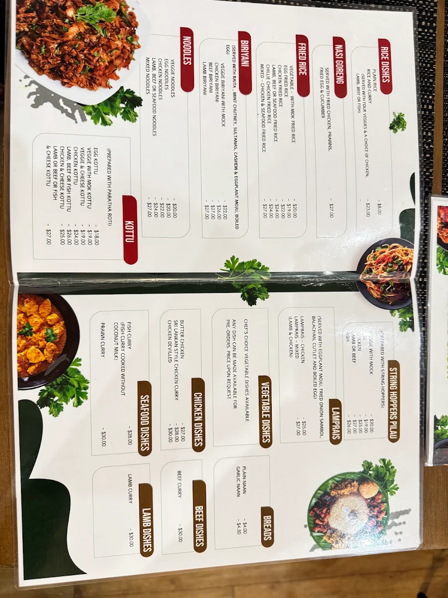 Menu, Nagi's Ceylon Restaurant 🥗