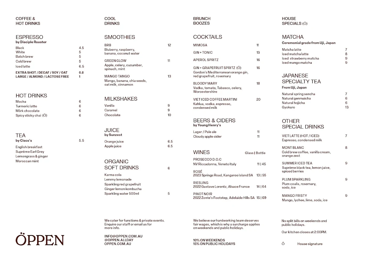 Menu, OPPEN