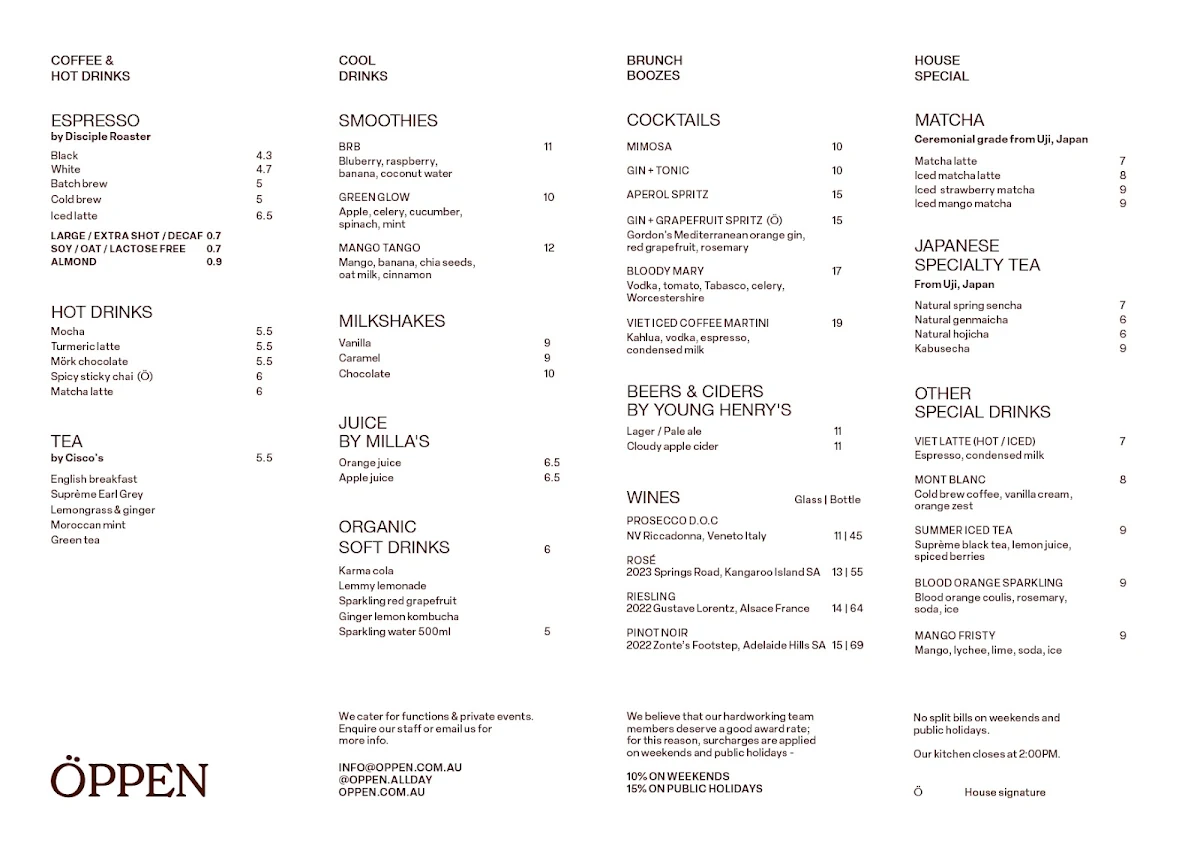 Menu, OPPEN
